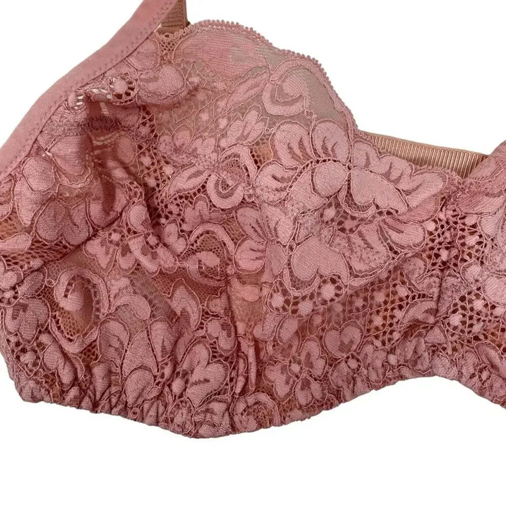 We Are HAH‎ Hook Up Balconette Bra Size DD Band 32-40 Lace Dusty Rose Underwire